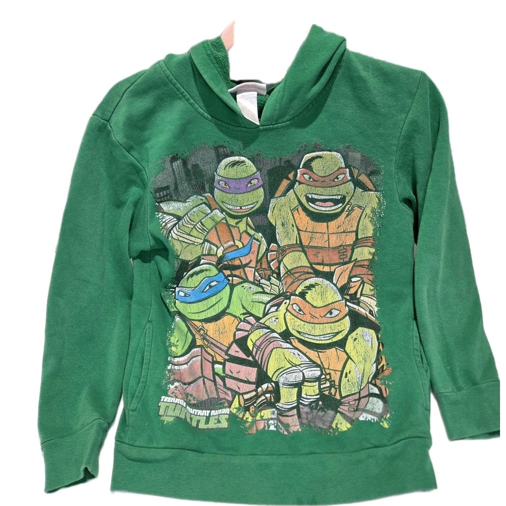 Vintage Kid's Teenage Mutant Ninja Turtles Green Hoodie Youth Size Lg 10/12